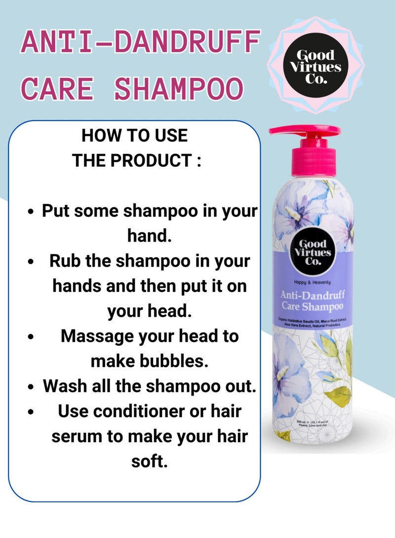 Good Virtues Co. 2 Piece Anti-Dandruff Care Shampoo Organic Habbatus Sauda Oil, Maca Root Edrad Aloe Vera Extract, Natural Prebiotics 300ml - Image 5