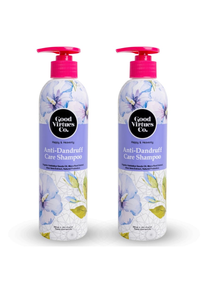 Good Virtues Co. 2 Piece Anti-Dandruff Care Shampoo Organic Habbatus Sauda Oil, Maca Root Edrad Aloe Vera Extract, Natural Prebiotics 300ml - Image 1