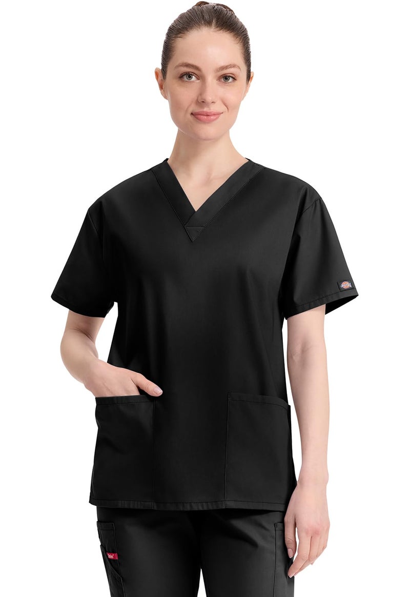 Dickies Women's EDS Signature Scrubs Missy Fit V-Neck Top, Black, XX-Large - Image 1