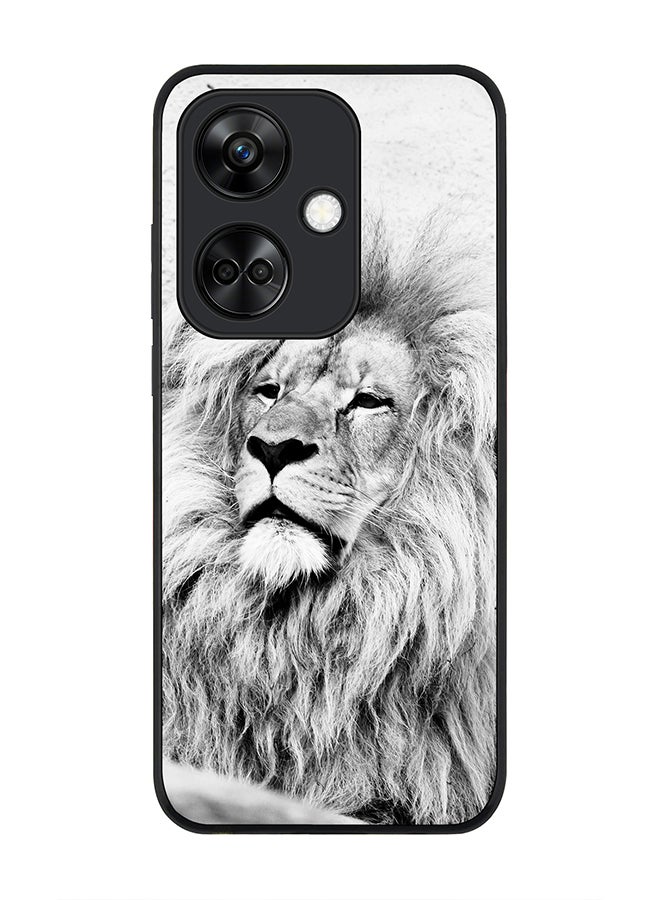Stylizedd Rugged Black Edge case for OnePlus Nord CE3 Custom Slim fit Flexible Anti Drop Thin Phone Case Cover - Wise Lion - Image 1