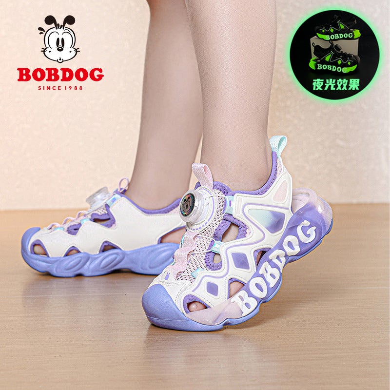 Babu Bean Girls' Sandals Baotou Anti-Kick Soft Sole Sports Fluorescent Edition Boys Sandals Beach Shoes - Image 3