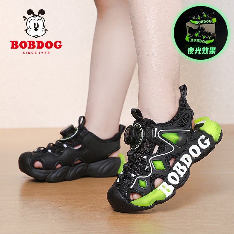 Babu Bean Girls' Sandals Baotou Anti-Kick Soft Sole Sports Fluorescent Edition Boys Sandals Beach Shoes - Image 5