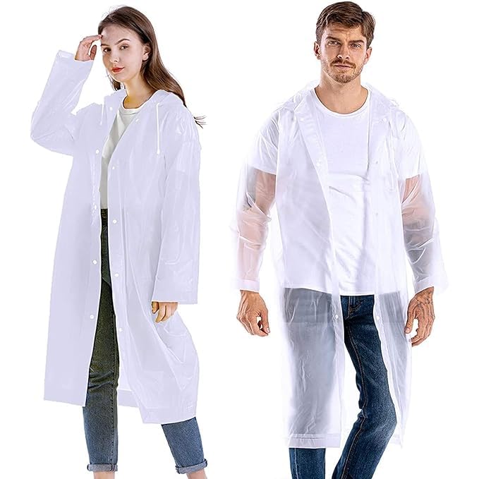 Krystle EVA Waterproof Rain Coat Hooded Outdoor Water Resistant Suit Portable Men and Women (Pack of 1) (Universal, White) - Image 1