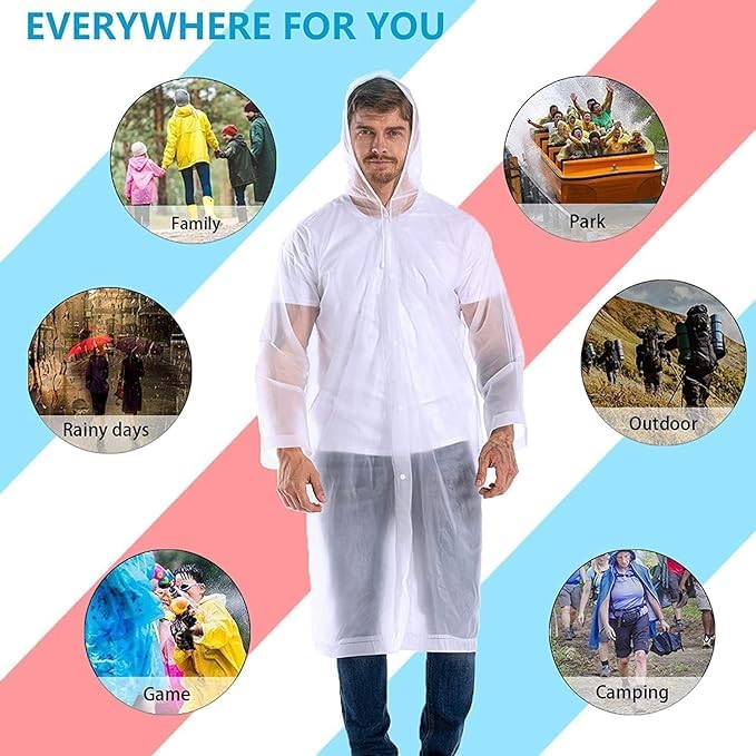 Krystle EVA Waterproof Rain Coat Hooded Outdoor Water Resistant Suit Portable Men and Women (Pack of 1) (Universal, White) - Image 4