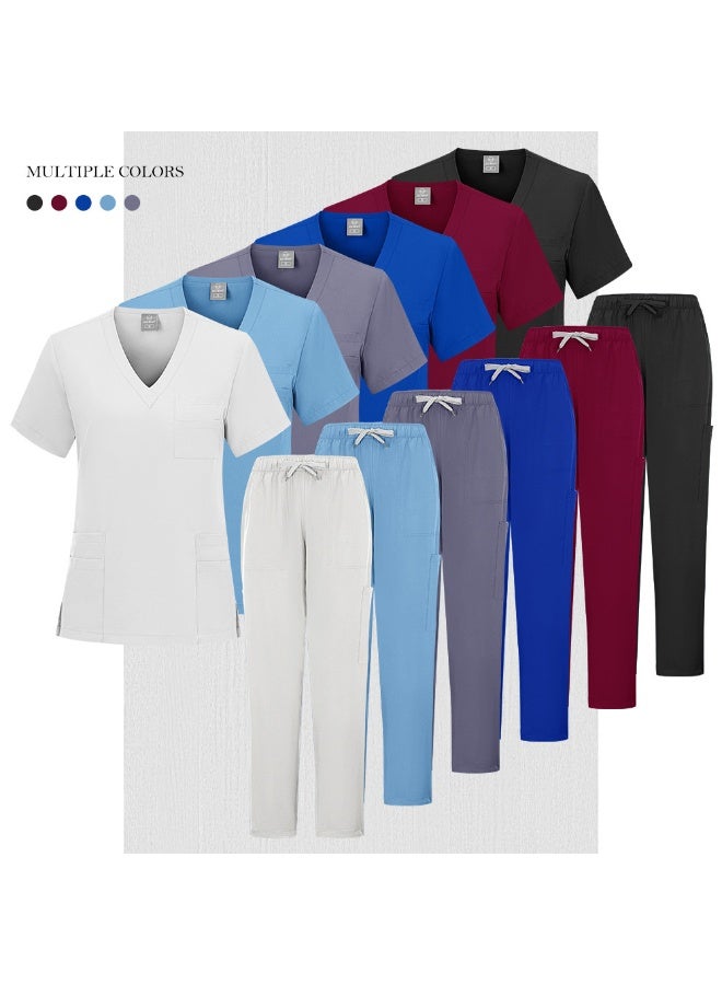 Loquat Womens Medical Scrubs Set Medical Uniform Set Azure Blue - Image 2