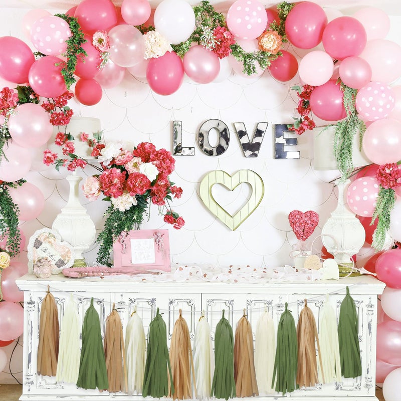 Aonor Sage Green Tassel Garland for Woodland Baby Shower Decorations Retro Green Party Safari Birthday Decorations 15PCS - Image 3