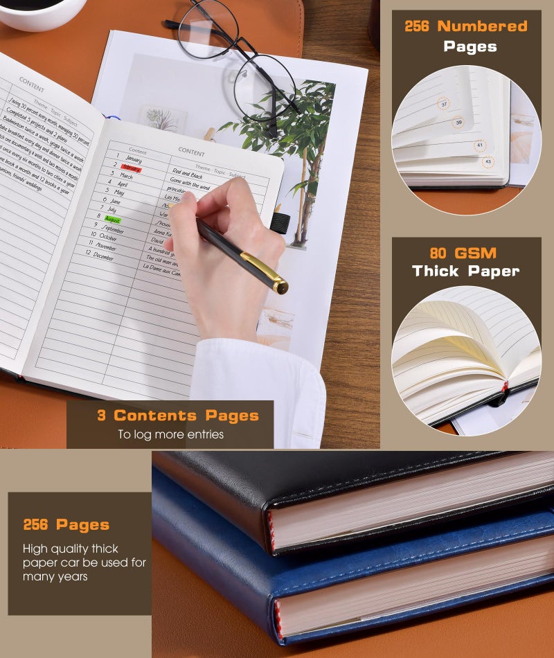 dilitego Lined Journal Notebook for Women Men, 256 Numbered Pages Hardcover Leather Journals for Writing, A5 Journaling Notebooks, College Ruled Journal for Business Work School Note Taking 5.75" x 8.38" Black - Image 4