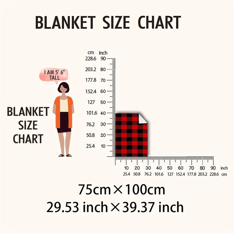 Red Black Plaid Flannel Blanket 70.87 x 78.74 Inch Soft Warm Sofa Bed Camping Travel - Image 3