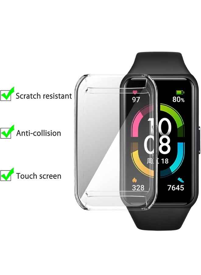 HY [2 Pack] Protective Cover compatible with HUAWEI Band 6/HUAWEI Band 7 Case, TPU Case with Screen Protector, [Anti-Scratch] Drop-Proof Waterproof Silicone TPU Cover( Rose Gold+Clear)  - Image 2