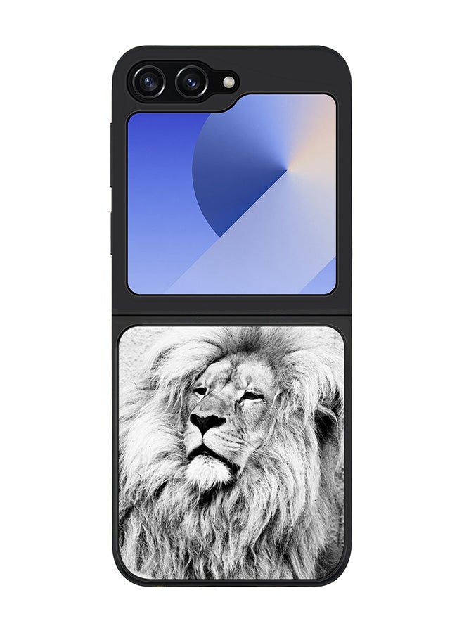 Stylizedd Rugged Black edge case for Samsung Galaxy Z Flip6, Slim fit Soft Case Flexible Rubber Edges Anti Drop TPU Gel Thin Cover -  Wise Lion - Image 1