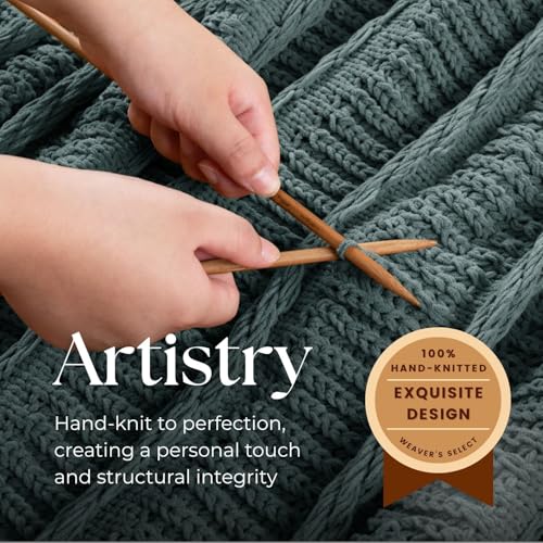 DOWN HOME Boho Knitted Chenille Blanket with Tassels - Lightweight & Soft All-Season Throw - 3D Classic Pattern for Living Room Bedroom Couch, Celestial Blue, Throw 50"x60" - Image 3