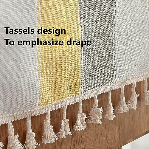Utobanh Simple Bedside Table Tassel Cover Cloth, Suitable for Bedside Table TV Microwave Washing Machine Refrigerator Dust Cover (Yellow, 15.7 * 35.4 inches) - Image 3