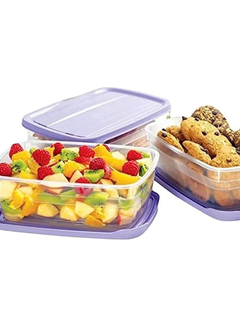 Lamsa Plast food container with lid refrigerator, dishwasher and safe set of 3-1.8 lit - multicolor - Image 3