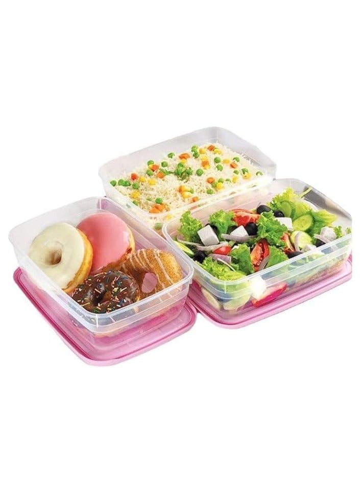 Lamsa Plast food container with lid refrigerator, dishwasher and safe set of 3-1.8 lit - multicolor - Image 2