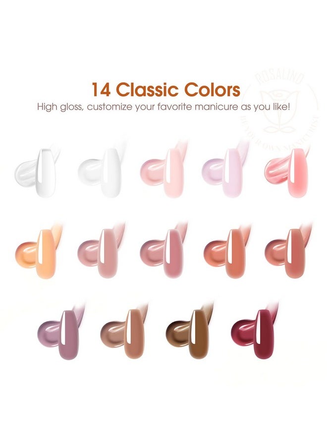 Rosalind ROSALIND Poly Nail Gel Kit -14 Colors +72 Nail Art Accessories kit Clear Nude Poly Nails Gel Kit Starter Kit with Mini UV Lamp Slip Solution Basic Poly Nail Gel Nail Kit for Beginners with Everything  - Image 3