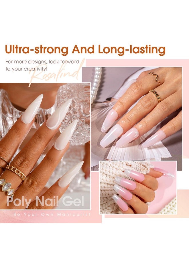 Rosalind ROSALIND Poly Nail Gel Kit -14 Colors +72 Nail Art Accessories kit Clear Nude Poly Nails Gel Kit Starter Kit with Mini UV Lamp Slip Solution Basic Poly Nail Gel Nail Kit for Beginners with Everything  - Image 4