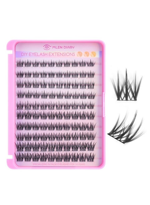 MLEN DIARY Lash Cluster DIY Eyelash Extensions 100 Clusters Lashes 10-16mm D Curl Mega Wispy Volume Individual Lashes Eyelash Clusters Extensions DIY at Home