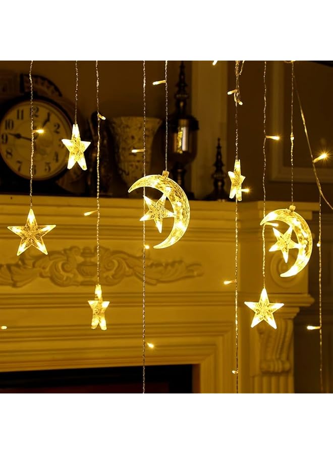 إيروريكس زينة رمضان هلال ونجوم مضيئة متعددة الأشكال باللون الأصفر الناعم - Image 2