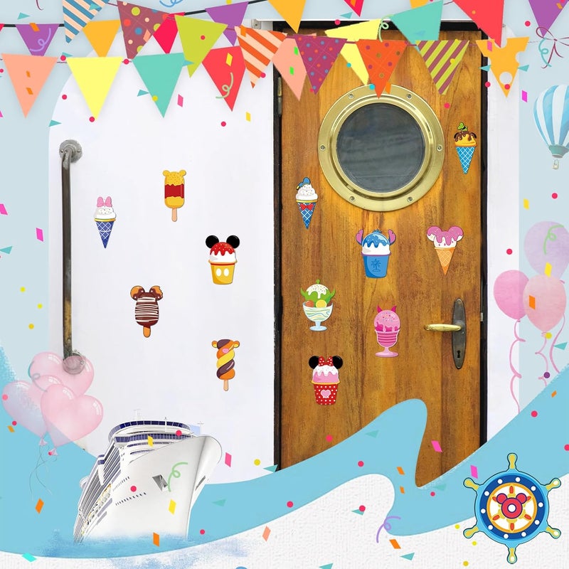 RiVolTa Mouse Cruise Door Magnets - 12 Pcs Summer Ice Cream Cute Ship Cabin Magnetic Stickers Funny Mice Decorations Garage Stateroom Accessories for Holiday Carnival Party Locker Refrigerator Decor - Image 4