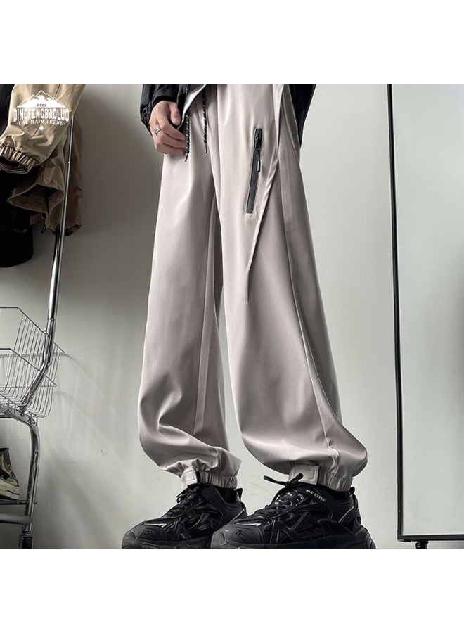 Dingfengbaoluo Outdoor Casual Pants For Men, Autumn Workwear Sports Joggers, Loose-fitting Versatile Solid Color Trousers Yx01 Off-white 2XL - Image 1