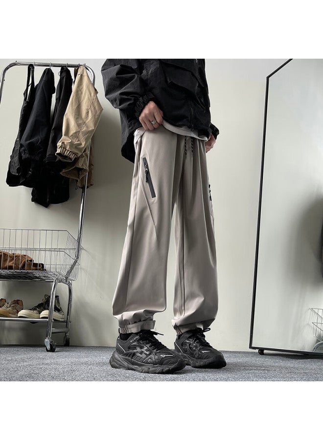 Dingfengbaoluo Outdoor Casual Pants For Men, Autumn Workwear Sports Joggers, Loose-fitting Versatile Solid Color Trousers Yx01 Off-white 2XL - Image 2