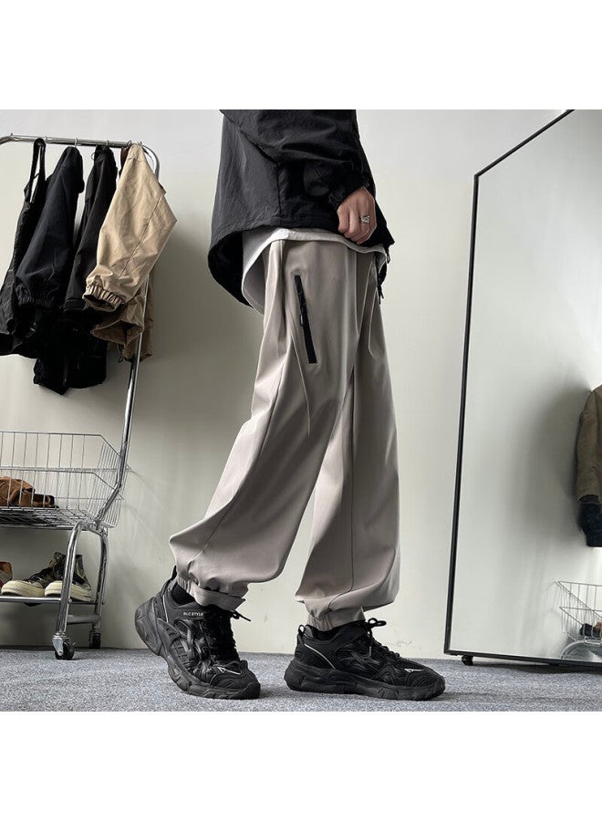 Dingfengbaoluo Outdoor Casual Pants For Men, Autumn Workwear Sports Joggers, Loose-fitting Versatile Solid Color Trousers Yx01 Off-white 2XL - Image 5
