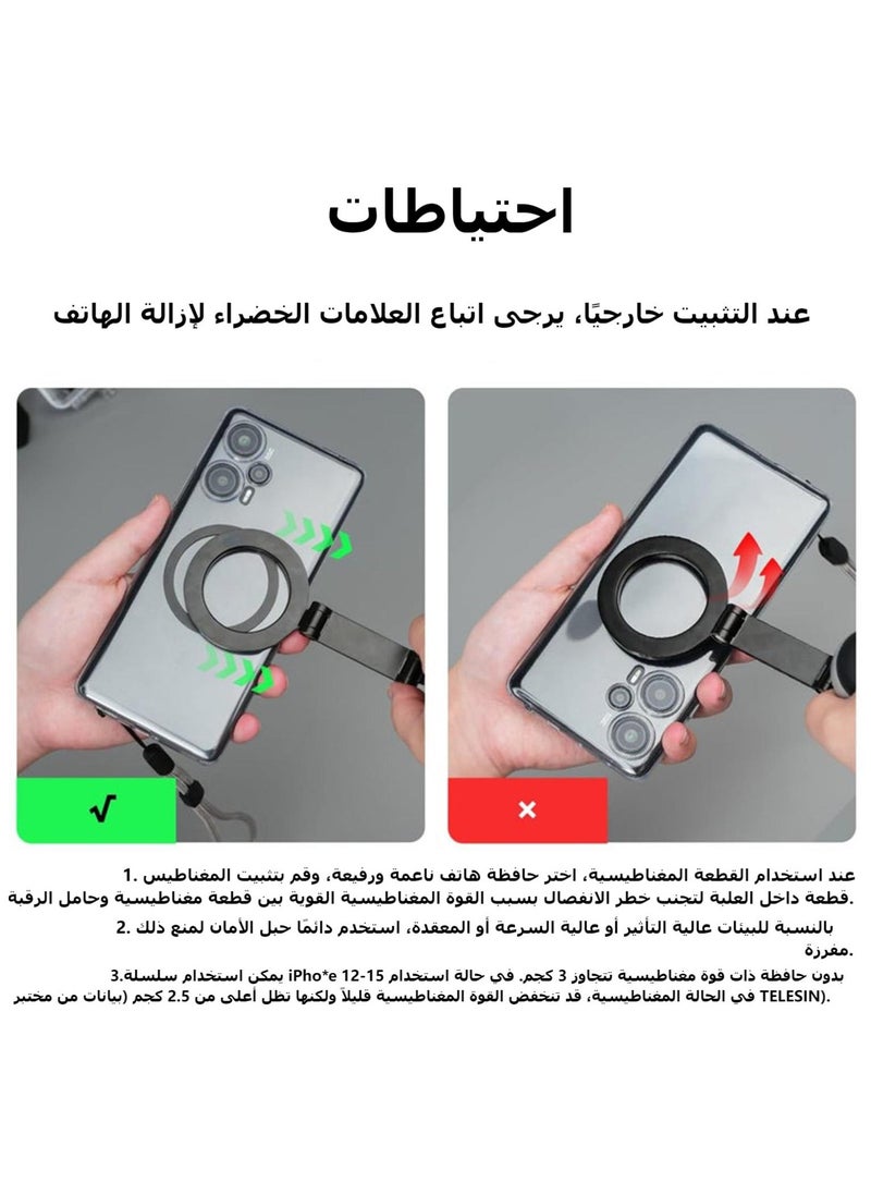 تيليسن - الحامل المغناطيسي للهاتف الخلوي على الرقبة، حامل الهاتف الخلوي على الرقبة، حامل الهاتف الخلوي للتصوير الذاتي، حامل الهاتف الخلوي على الرقبة بدون استخدام اليدين (رمادي) - Image 1