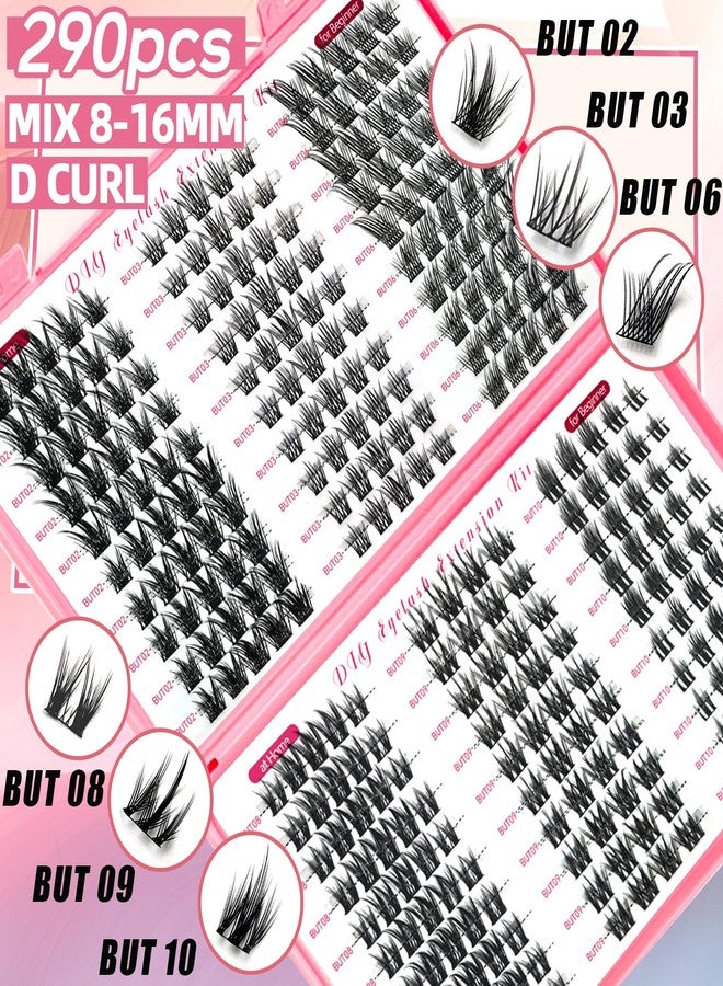 QUKLOGEN DIY Wispy Lash Extension Kit 570Pcs D Curl 6 styles Individual Lash Clusters Eyelash Extension with Lash Bond and Seal,Quick Glue Remover Tweezers Eyelash Brush Mini Applicator - Image 2