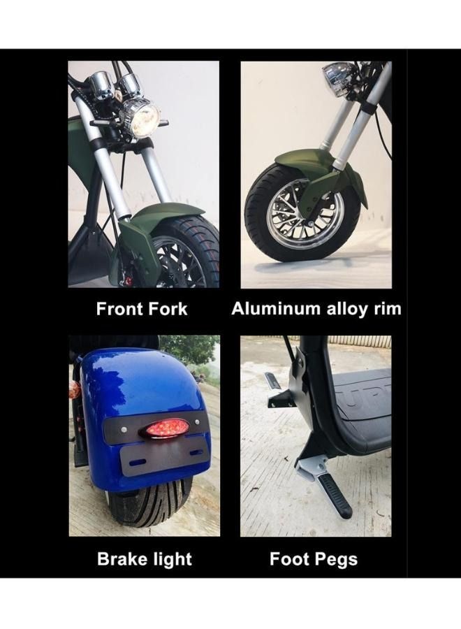 Crony دراجة نارية كهربائية جديدة X1 من هارلي سيتي كوكو دراجة نارية كهربائية بإطارات سميكة دراجات هارلي الكهربائية | باللون الأخضر - Image 2