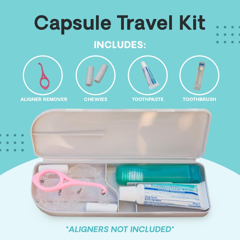 Capsule Dental - Dental Retainer Travel Case, Silicone Retainer Case for Aligners, Mouthguards, and More, Dental Kit Oral Care Tools with Travel Toothbrush and Aligner Removal Tool - Image 3