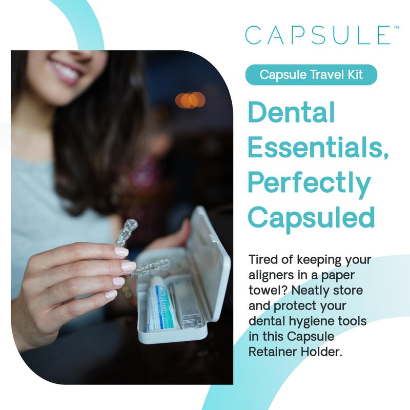 Capsule Dental - Dental Retainer Travel Case, Silicone Retainer Case for Aligners, Mouthguards, and More, Dental Kit Oral Care Tools with Travel Toothbrush and Aligner Removal Tool - Image 2