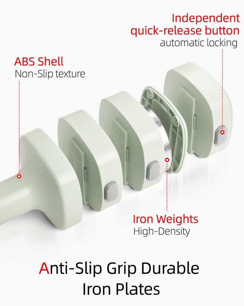Abahub Dumbbell Set for Home Gym, 4 in 1 Adjustable Weights Dumbbells Set for Women, 11LB, Green - Image 2