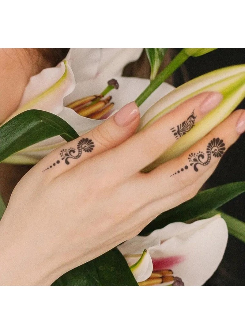 بوليريوس وشم مؤقت بنقشة الدانتيل الأسود – تصميم زهري أنيق لليد والذراع، سهل التطبيق ومثالي للمهرجانات والحفلات - Image 3