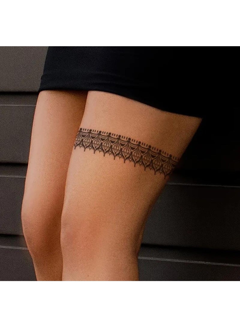 بوليريوس وشم مؤقت بنقشة الدانتيل الأسود – تصميم زهري أنيق لليد والذراع، سهل التطبيق ومثالي للمهرجانات والحفلات - Image 5