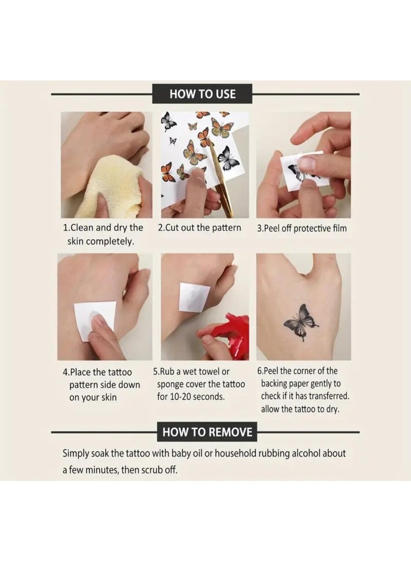 بوليريوس وشم مؤقت بنقشة الدانتيل الأسود – تصميم زهري أنيق لليد والذراع، سهل التطبيق ومثالي للمهرجانات والحفلات - Image 2