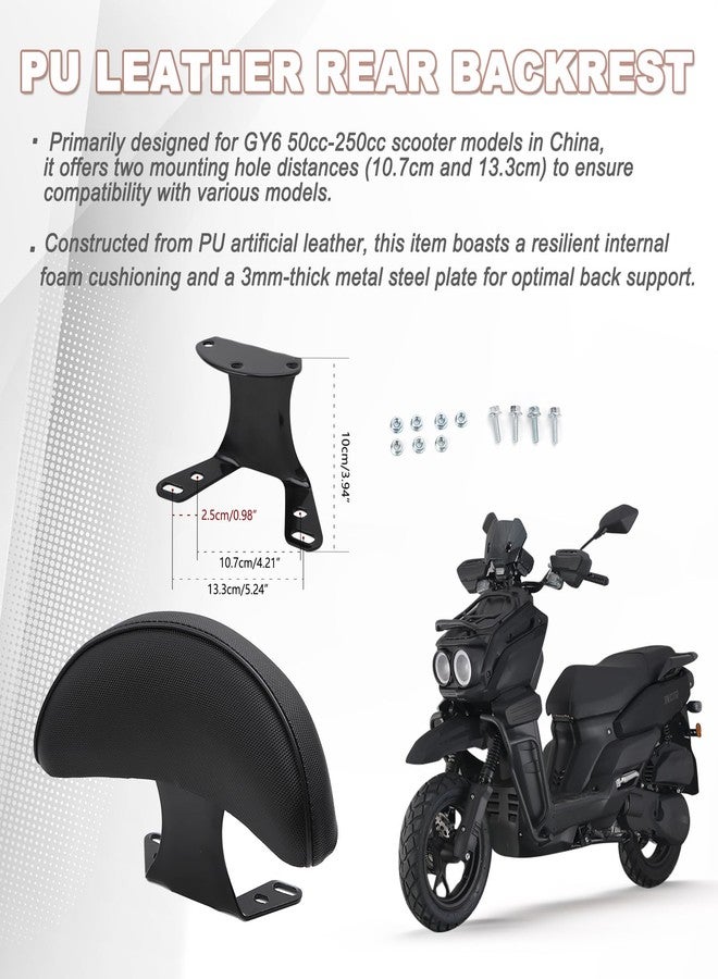 Minho Motorcycle Rear Backrest in Soft PU Leather Material Compatible with Chinese GY6 Scooter Moped Jonway Tank Sunl,C Type - Image 2