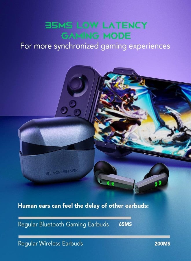 Black Shark Wireless Gaming Earbuds with Charging Case, Hi-Fi Stereo Bluetooth Game Earphones with Noise Cancelling Microphone, IPX5 Waterproof Premium Deep Bass for iPhone Android Sport Workout Music - Image 2