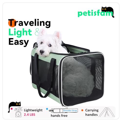 petisfam Easy Load Pet Carrier for Large, Medium Cats, 2 Cats and Small Dogs with Comfy Bed. Easy to Get Cat in, Escape Proof, Easy Storage, Washable, Safe and Comfortable for Vet Visit and Car Ride - Image 4