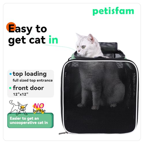 petisfam Easy Load Pet Carrier for Large, Medium Cats, 2 Cats and Small Dogs with Comfy Bed. Easy to Get Cat in, Escape Proof, Easy Storage, Washable, Safe and Comfortable for Vet Visit and Car Ride - Image 2