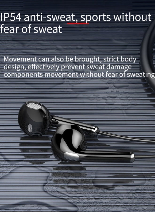 New Wireless Bluetooth Sports Headphones Digital Display Hanging Neck High-Capacity Ultra-Long Battery Life Bluetooth Headphones (Black) - Image 3