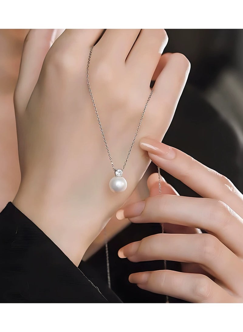 Goolsky Pearl & Zircon Pendant Necklace for Women – INS Minimalist Cold Aesthetic, Small-Batch Luxury Clavicle Chain, Trendy Elegant Jewelry - Image 1