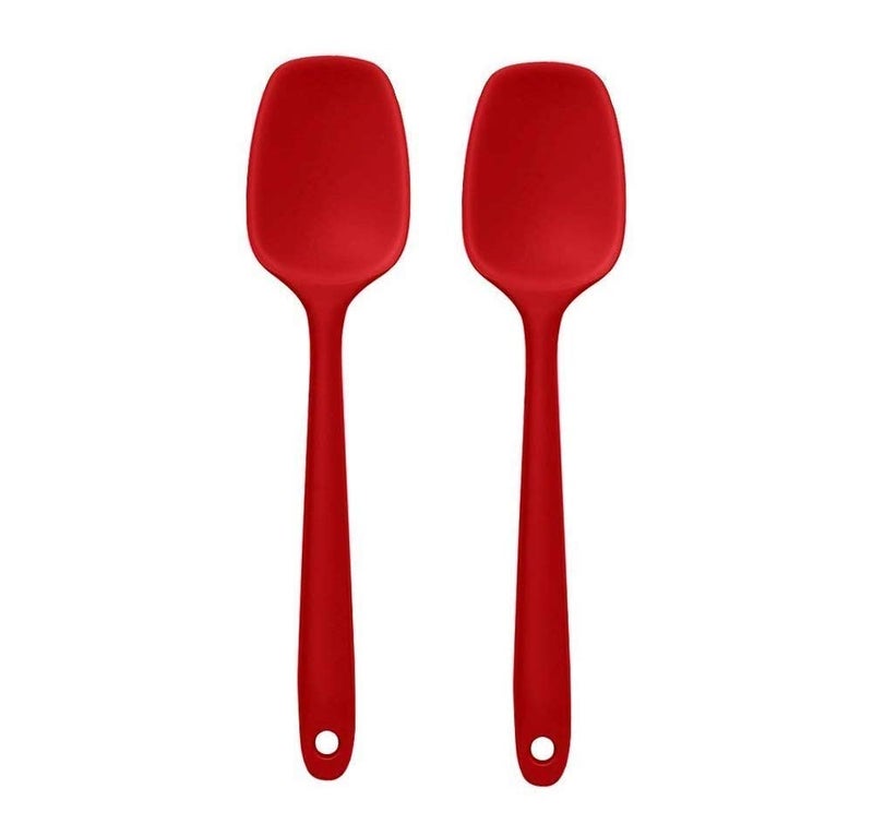 P-Plus International Silicone Non-Stick Heat Resistant Kitchen Utensil| Spatula Spoon Big 27cm |Pack of 2 RED - Image 1
