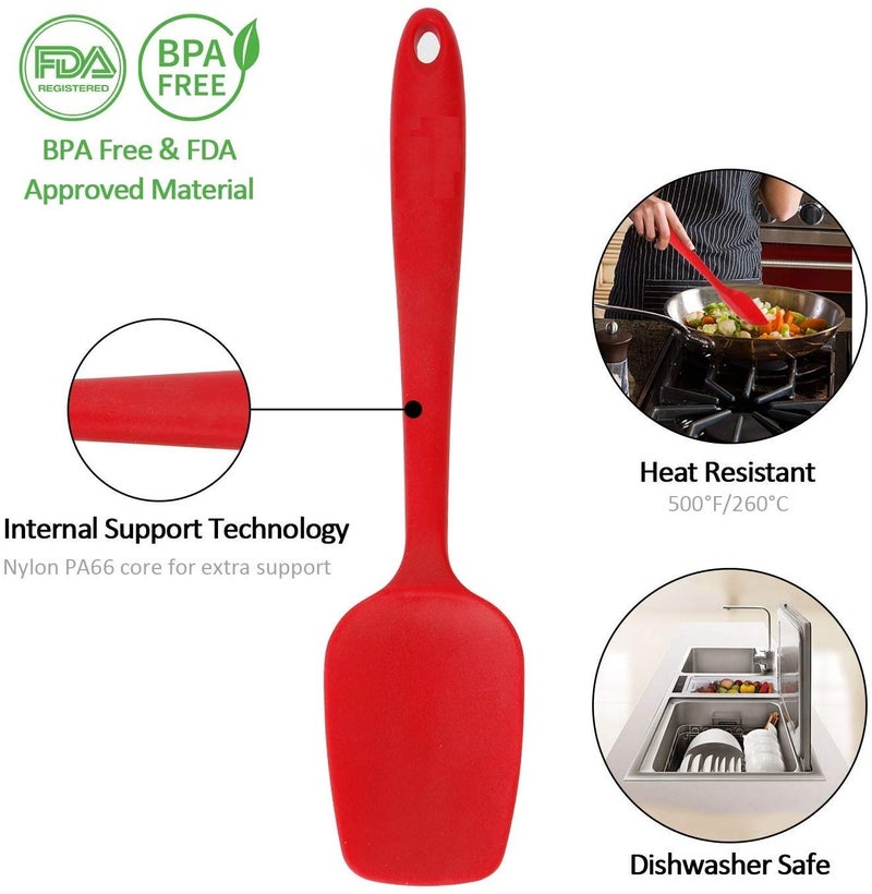 P-Plus International Silicone Non-Stick Heat Resistant Kitchen Utensil| Spatula Spoon Big 27cm |Pack of 2 RED - Image 5