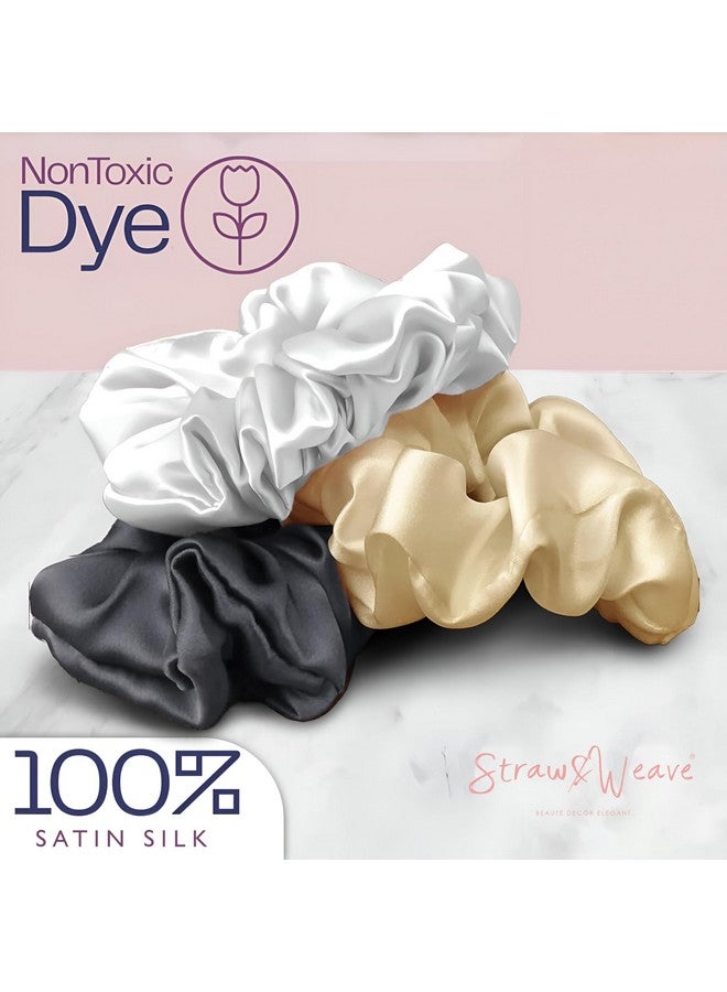 STRAW&WEAVE Satin & Silk Scrunchies for Girls & Women | Multi Color | Hair Accessories & Gifts - Image 2
