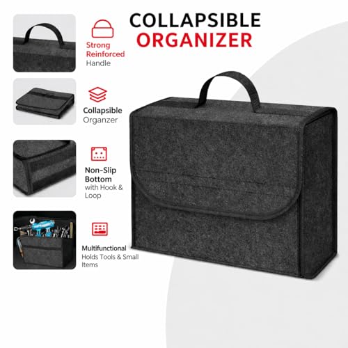 JVCV® Car Trunk Boot Organizer, Car Storage and Organizer Anti Slip Car Accessories Organizer for Car, Suv, Sedan, Truck, Minivan Anti Slip Bottom (Small). - Image 3