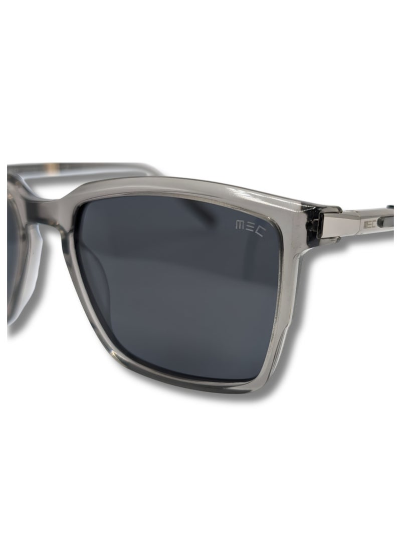 إم إي سي نظارات شمسية مربعة MB23014-C3 للرجال – عدسات رمادية داكنة، إطار رمادي شفاف، تصميم كلاسيكي جريء، ظلال حماية من الأشعة فوق البنفسجية - Image 4