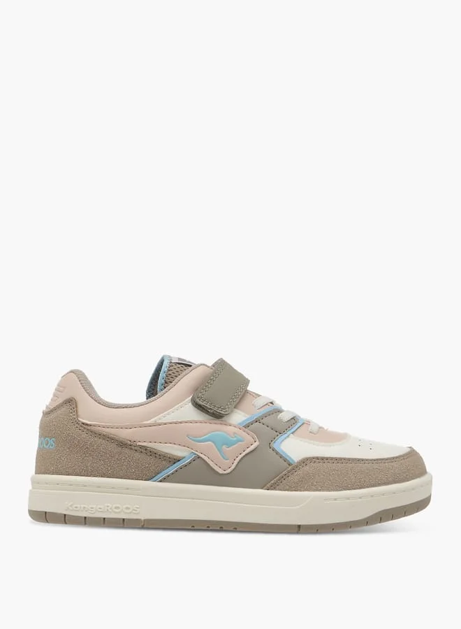 kangaROOS Girls' Logo Detail Sports Shoes with Hook and Loop Closure