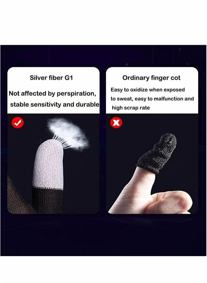 E-Sports Gaming Gloves Finger Sleeves Anti-Sweat Breathable Thumb for Highly Sensitive Nano-Silver Fiber Material and Nylon PUBG Mobile Phone Games Accessories (Black)  - Image 4