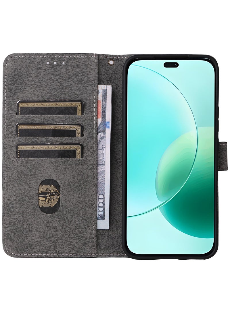 For Honor 400 Lite Flip Cover with Detachable lanyard, PU Leather Full Body Protection Shockproof Flip Mobile Phone Case, RFID Anti-theft Brush Folio Wallet Case  - Image 5
