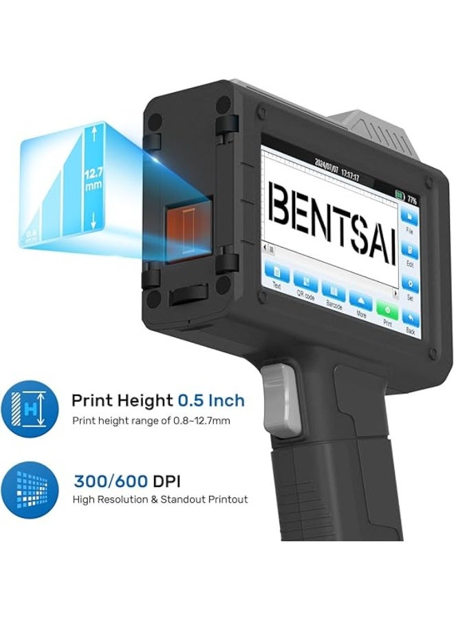 بنتساي BENTSAI BT-HH6205B - Handheld Inkjet Printer with Detachable Battery 16 Hours Long Resistance for Logo, Barcode, Barcode, Text Number, Printing on - Image 4